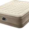Intex Dura-Beam Deluxe Ultra Plush Air Mattress: Fiber-Tech – Built-in Electric Pump – 18in Bed Height – 600lb Weight Capacity – Queen Size