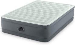 Intex PremAire I Fiber-Tech Elevated Dura Beam Technology Home Air Mattress Bed with Electric Built-in Pump, Full