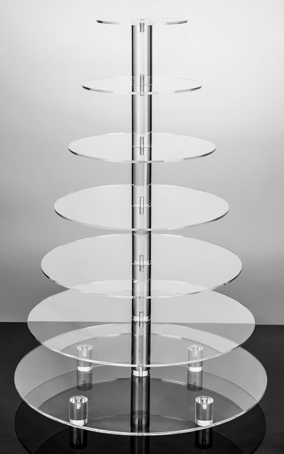 Jusalpha® Large 7 Tier Acrylic Round Wedding Cake Stand Dessert Stand Pastry Serving Platter-Food Display Stand For Large Event (Large With Rod Feet Base) (7RF)1