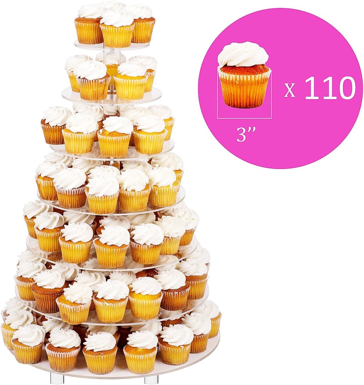 Jusalpha® Large 7 Tier Acrylic Round Wedding Cake Stand Dessert Stand Pastry Serving Platter-Food Display Stand For Large Event (Large With Rod Feet Base) (7RF)8