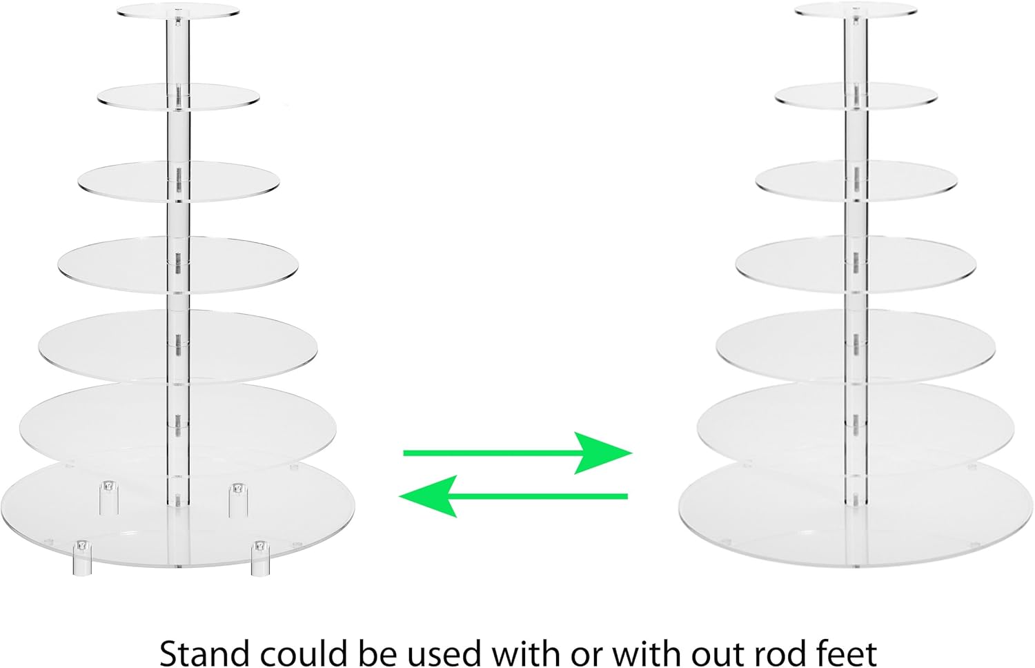 Jusalpha® Large 7 Tier Acrylic Round Wedding Cake Stand Dessert Stand Pastry Serving Platter-Food Display Stand For Large Event (Large With Rod Feet Base) (7RF)9