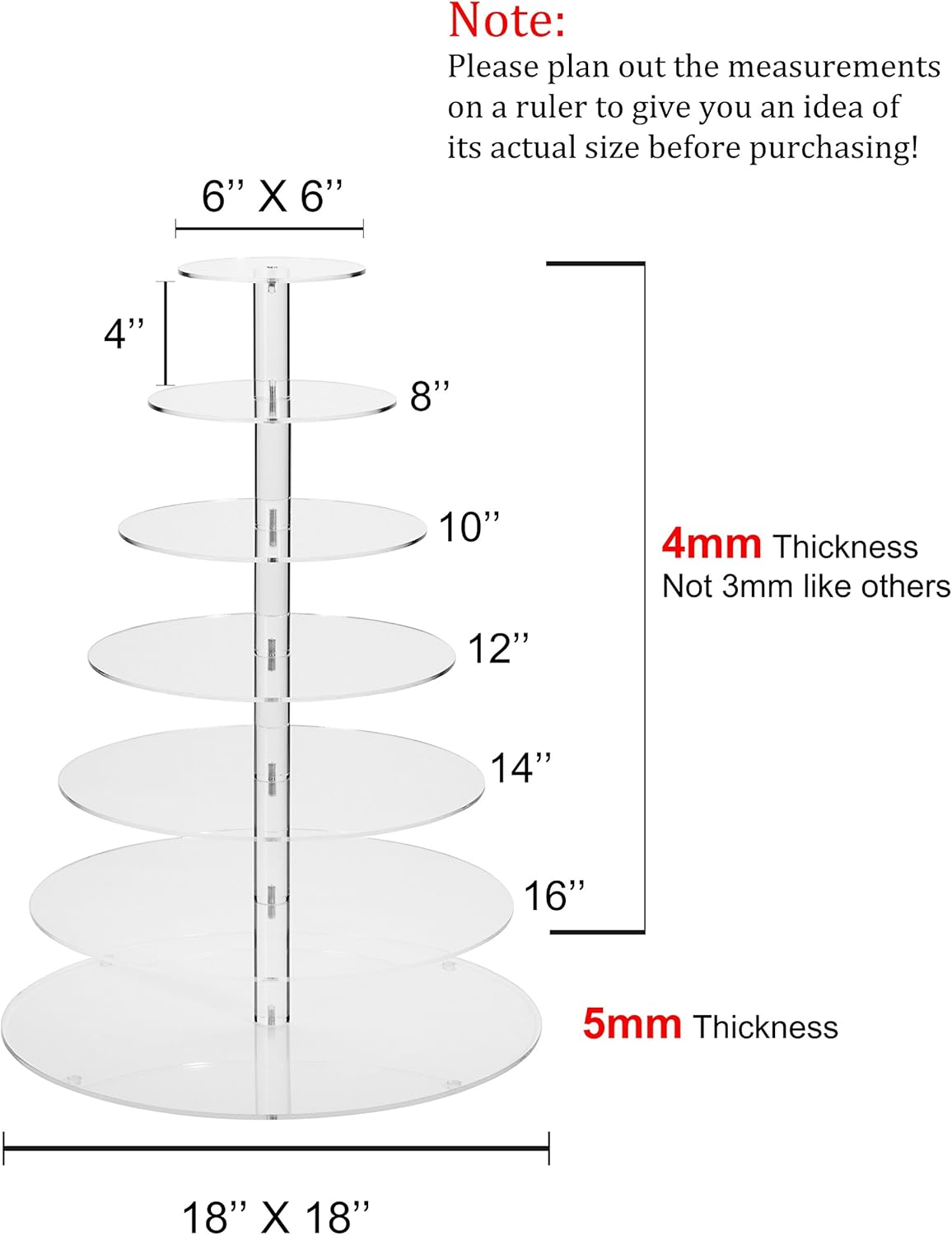 Jusalpha® Large 7-tier Acrylic Round Cake Stand-cupcake Stand- Dessert Stand-tea Party Serving Platter for Wedding Party (7R Large)1