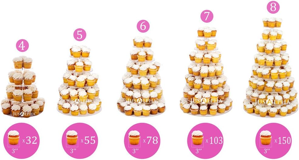 Jusalpha® Large 7-tier Acrylic Round Cake Stand-cupcake Stand- Dessert Stand-tea Party Serving Platter for Wedding Party (7R Large)7