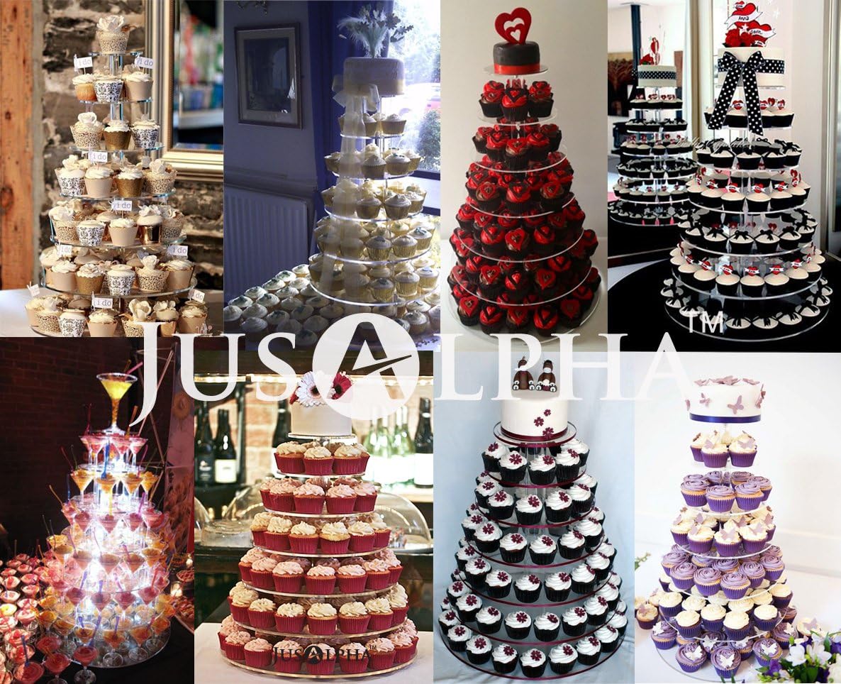 Jusalpha® Large 7-tier Acrylic Round Cake Stand-cupcake Stand- Dessert Stand-tea Party Serving Platter for Wedding Party (7R Large)9