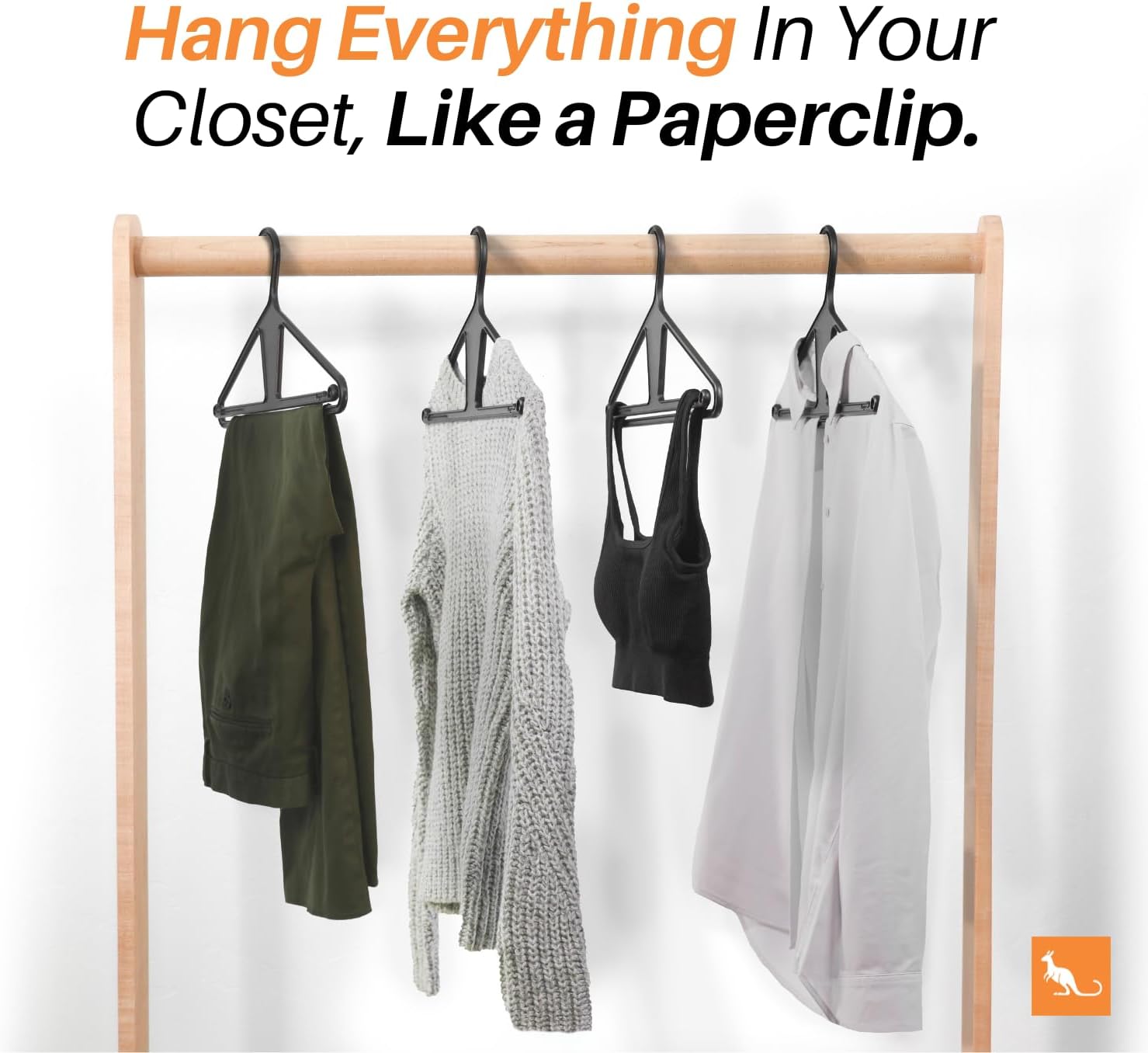 Kangaroo™ 100% Recycled High-Strength Clothing Hanger, Pants, Shirt, Jacket Hanger - Patented, Heavy Duty, Recycled, Suit Hanger, Coat Hanger, Non-Slip, Hangeroo™ (Charcoal 30-Pack)1