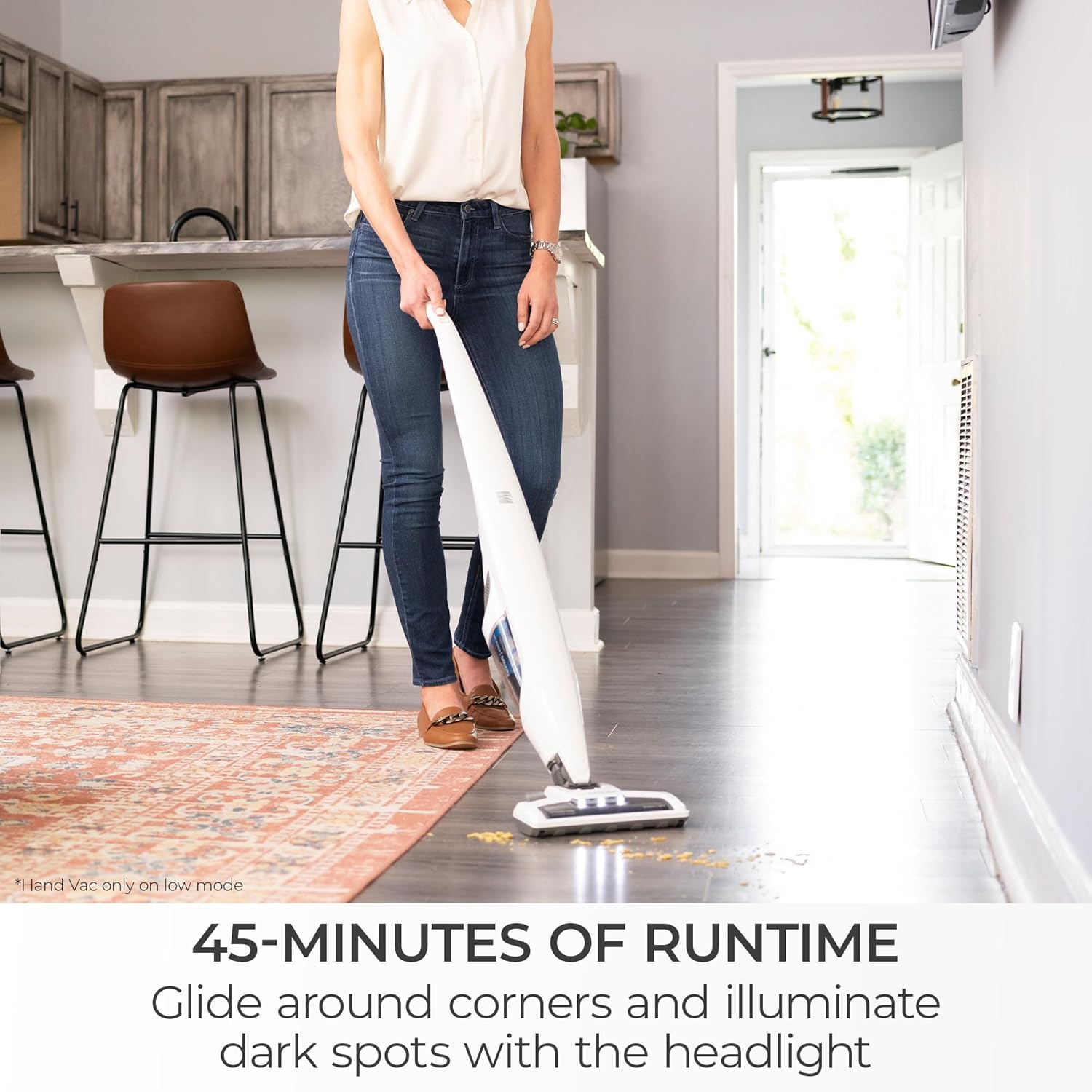 Kenmore DS1030 Cordless Stick Vacuum Lightweight Cleaner 2-Speed Power Suction LED Headlight 2-in-1 Handheld for Hardwood Floor, Carpet & Pet Hair, 3lbs, White1