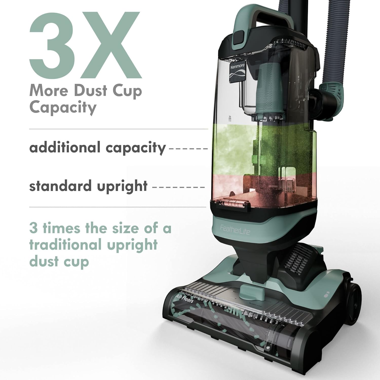 Kenmore DU1275 Bagless Upright Vacuum Lightweight Carpet Cleaner with 4 Height Adjustment, Hair Eliminator brushroll, Pet HandiMate & 2 Cleaning Tools, Light Green2