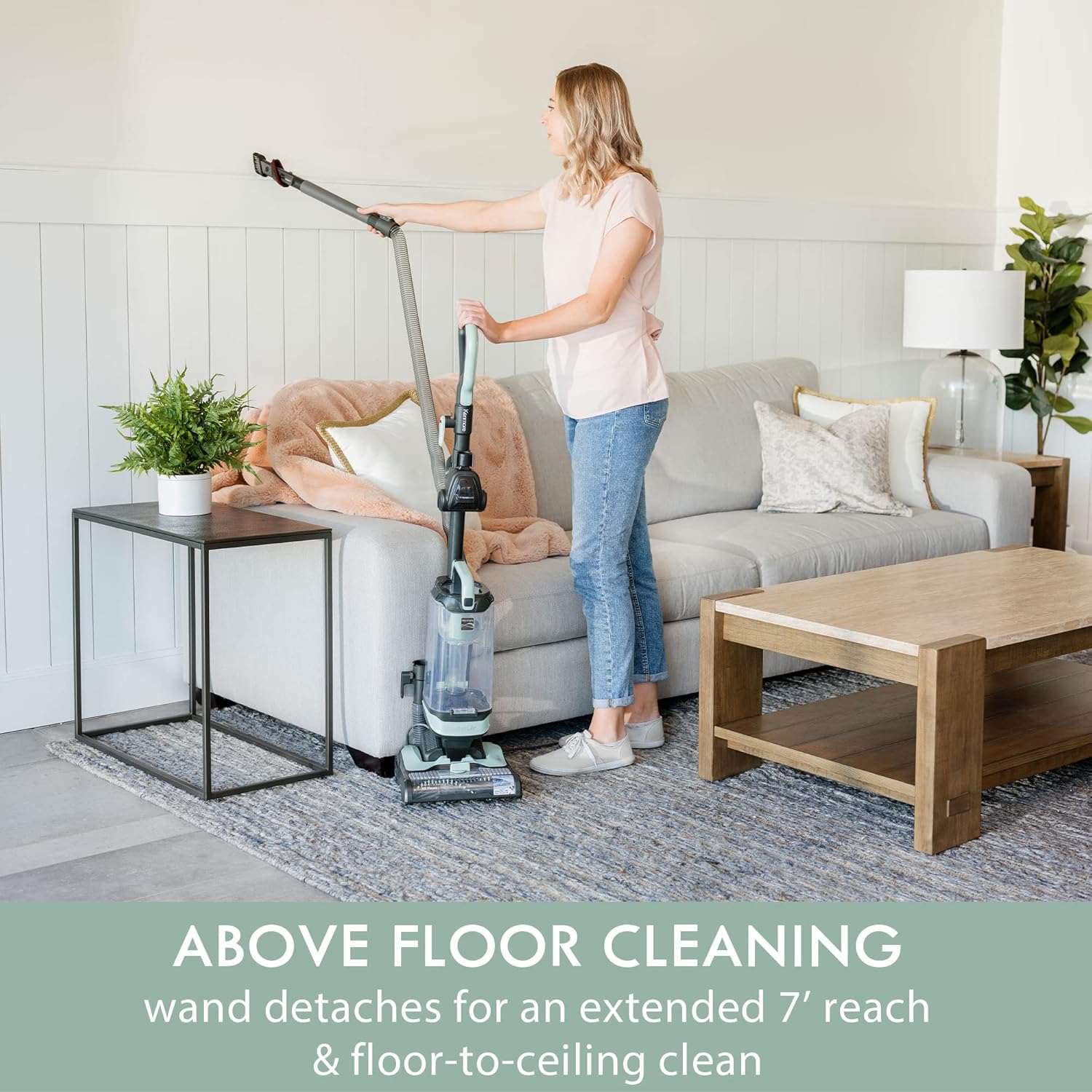 Kenmore DU1275 Bagless Upright Vacuum Lightweight Carpet Cleaner with 4 Height Adjustment, Hair Eliminator brushroll, Pet HandiMate & 2 Cleaning Tools, Light Green5