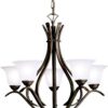 Kichler Dover 23" 5 Light Chandelier with Alabaster Swirl Glass in Tannery Bronze