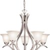 Kichler Dover 23" Chandelier in Brushed Nickel, 5-Light Classic Foyer or Dining Room Chandelier with Etched Seeded Glass, (23" H x 24" W), 2020NI