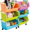 Kids' Toys Chest Large Baskets Storage Bins Organizer with Wheels Can Move Everywhere Natural/Primary (Primary Collection) (6 Baskets Choose)