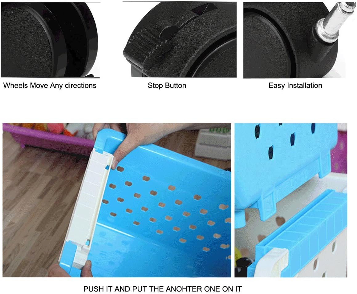 Kids' Toys Chest Large Baskets Storage Bins Organizer with Wheels Can Move Everywhere Natural Primary (Primary Collection) (6 Baskets Choose)6