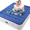 King Air Mattress with Built in Pump, 18 Inch Elevated Quick Inflation/Deflation Inflatable Bed,Durable Blow Up Mattresses for Camping, Travel, Home, Guests, Indoor, Blue Portable Airbed