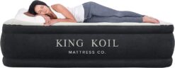 King Koil Luxury Full Size Plush Pillow Top Air Mattress with Built-in High-Speed Pump for Home, Camping & Guests-Inflatable Airbed Double High Blow Up Mattress, Durable, Waterproof - 1-Year Warranty