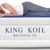 King Koil Luxury Twin Air Mattress with Built-in High Speed Pump for Camping, Home & Guests - Twin Size Double High Airbed Luxury Inflatable Blow Up Mattress Waterproof, Blue
