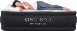 King Koil Pillow Top Plush Queen Air Mattress With Built-in High-Speed Pump Best For Home, Camping, Guests, 20