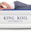 King Koil Pillow Top Plush Queen Air Mattress with Built-in High-Speed Pump Best for Home, Camping, Guests, Queen Size Luxury Double Airbed Adjustable Blow Up Mattress, Waterproof, 1-Year Warranty