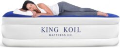 King Koil Plush Pillow Top King Air Mattress with Built-in High-Speed Pump Best for Home, Camping, Guests, 20