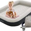 King Koil Premium Inflatable Toddler Travel Bed with Built-in Safety Bumper, Portable Air Mattress Airbed for Kids Travel, Includes High-Speed Pump - Black, 1-Year Manufacturer Warranty