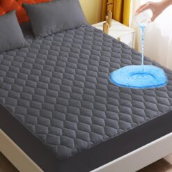 King Mattress Protector, Cooling Waterproof King Size Mattress Pad Cover, 3D Air Soft King Size Mattress Cover for 6-18 Inches Mattress, Grey