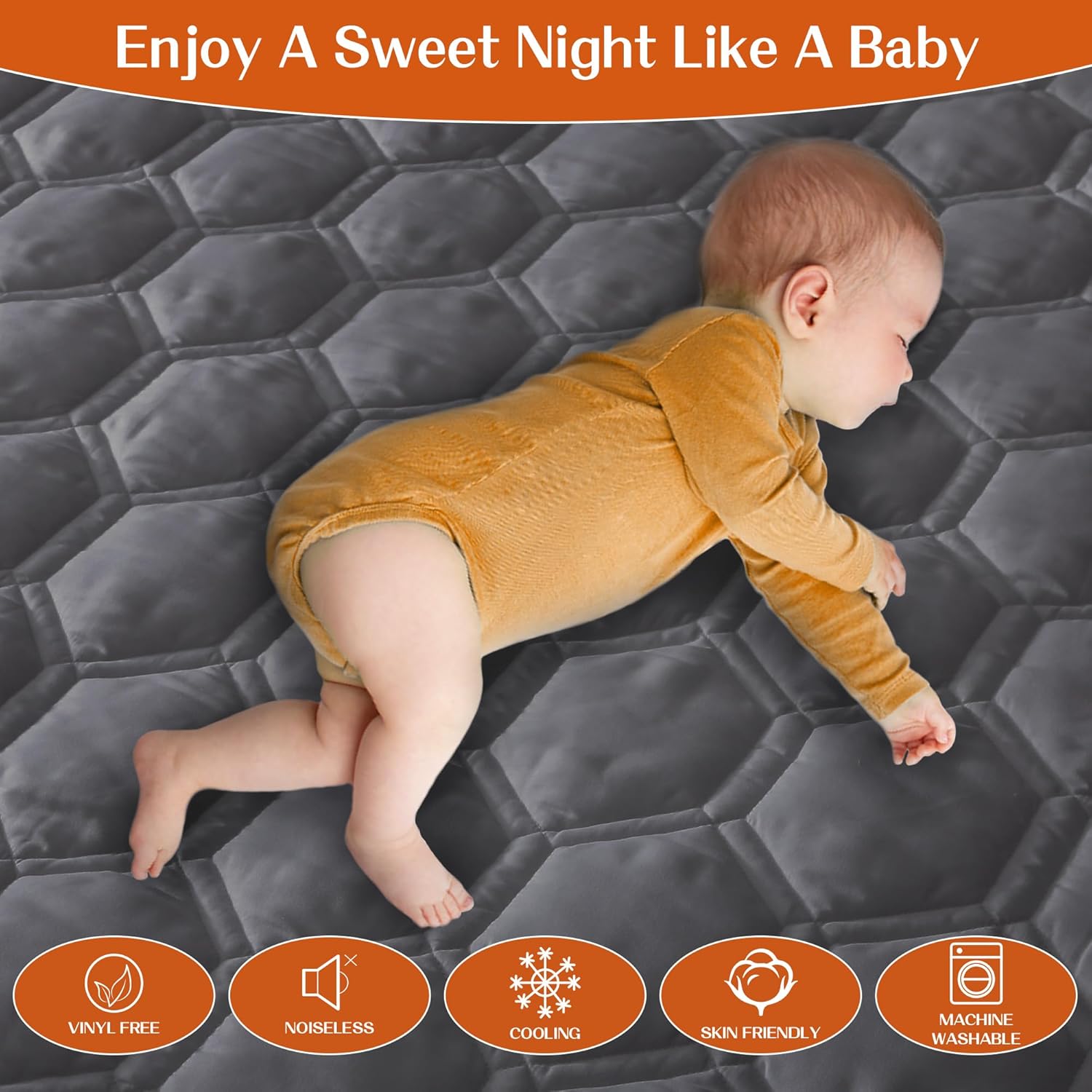 King Mattress Protector, Cooling Waterproof King Size Mattress Pad Cover, 3D Air Soft King Size Mattress Cover for 6-18 Inches Mattress, Grey, Honeycomb-Grey5