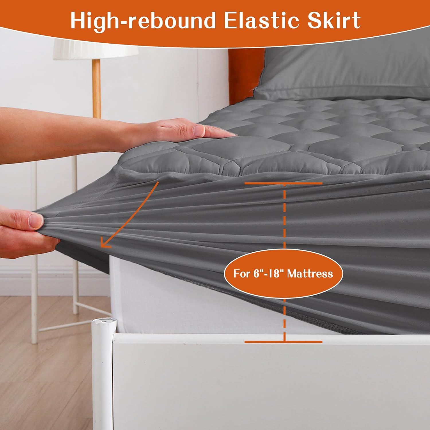 King Mattress Protector, Cooling Waterproof King Size Mattress Pad Cover, 3D Air Soft King Size Mattress Cover for 6-18 Inches Mattress, Grey, Honeycomb-Greyt