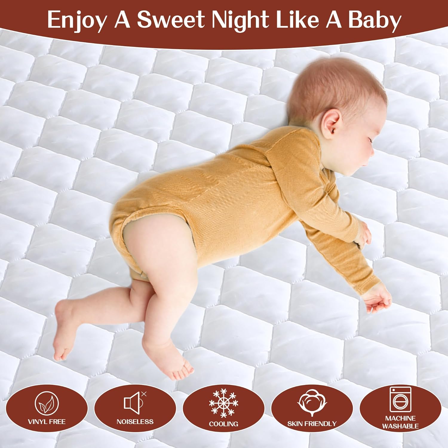 King Mattress Protector, Cooling Waterproof King Size Mattress Pad Cover, 3D Air Soft King Size Mattress Cover for 6-18 Inches Mattress, White6