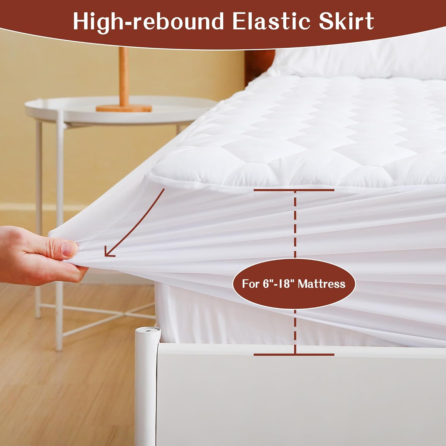 King Mattress Protector, Cooling Waterproof King Size Mattress Pad Cover, 3D Air Soft King Size Mattress Cover for 6-18 Inches Mattress, White8