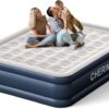 King-Size-Air-Mattress with Built-in Pump, 18 inch High Luxury Thicken Durable Inflatable Mattress for Guests & Home, Portable Blow up Mattress with Carry Bag, Air Bed for Adults & Family