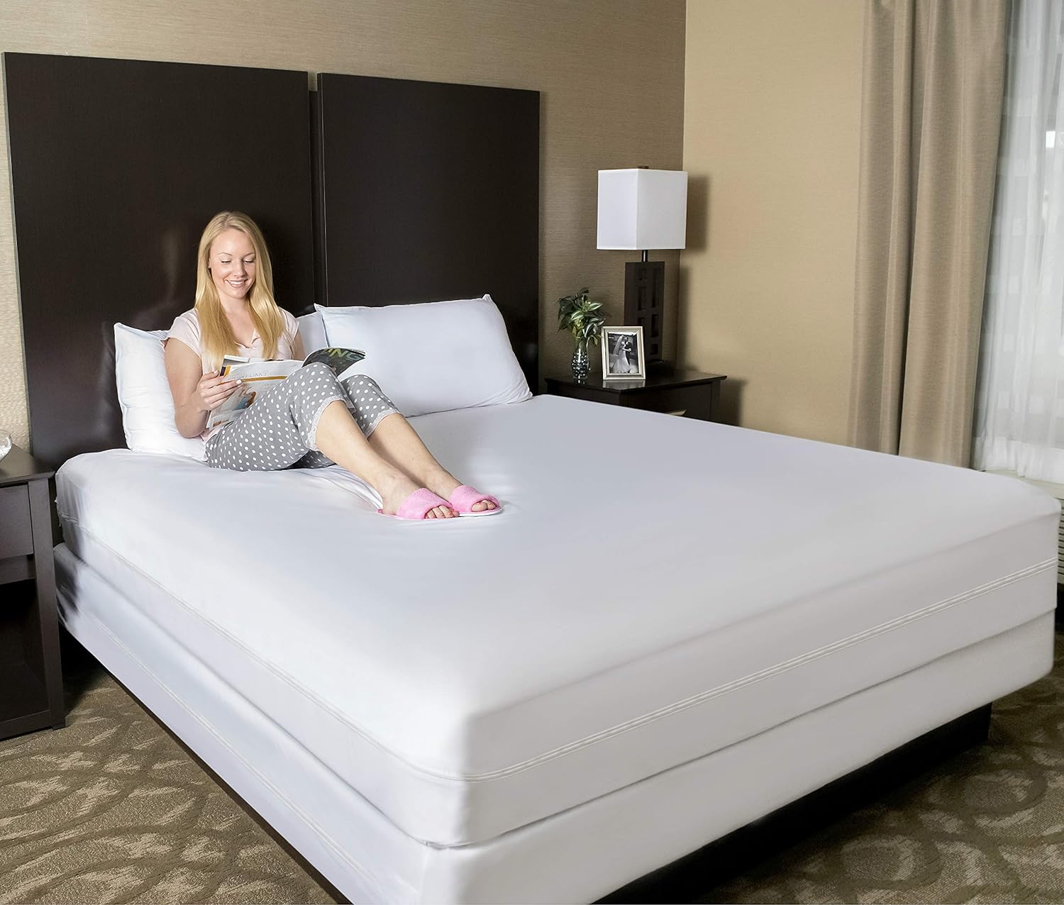 King Size Mattress Protector Bed bug Waterproof Zippered Cover - Hypoallergenic Premium Quality Encasement Protects Against Liquids, Dust - Breathable, Noiseless White9