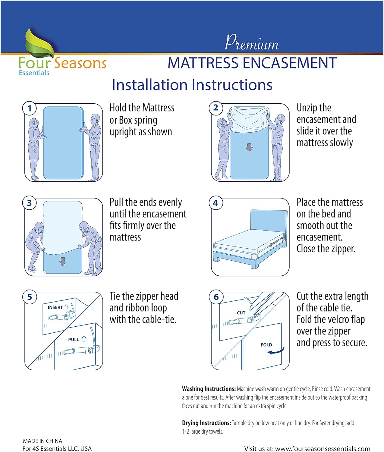 King Zippered Mattress Protector (8-11 Depth) Waterproof Encasement Premium Quality Hypoallergenic Bed Cover Protects from Dust White8