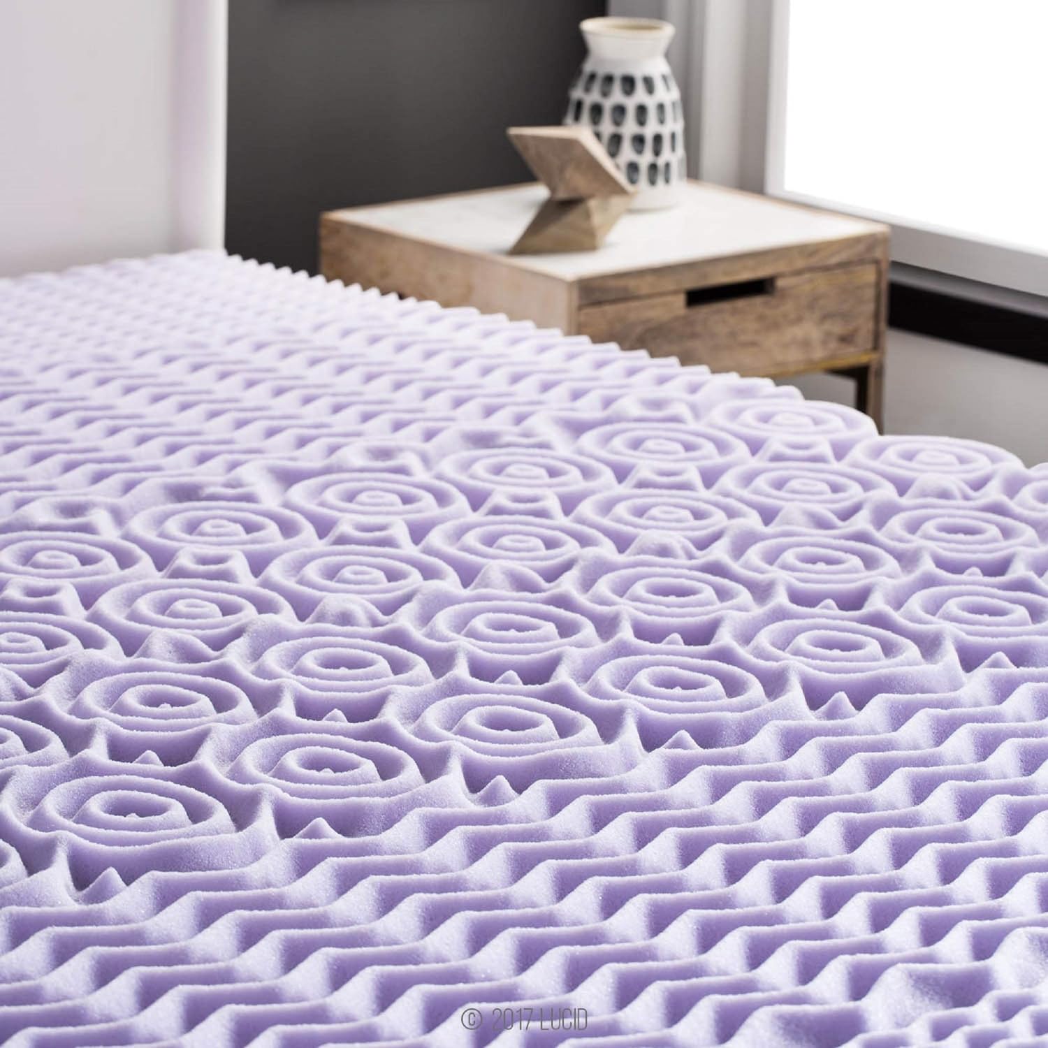 LUCID 2 Inch 5 Zone Lavender Memory Foam Full Mattress Topper1