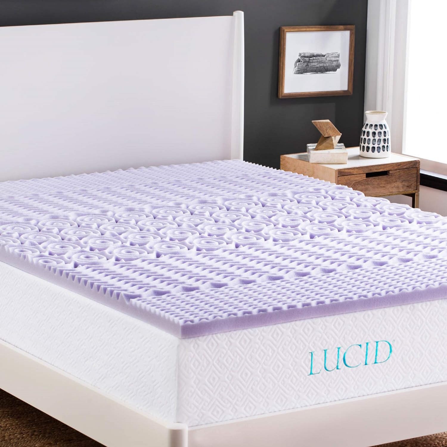LUCID 2 Inch 5 Zone Lavender Memory Foam King Mattress Topper LUCID 2 Inch 5 Zone Lavender Memory Foam King Mattress Topper