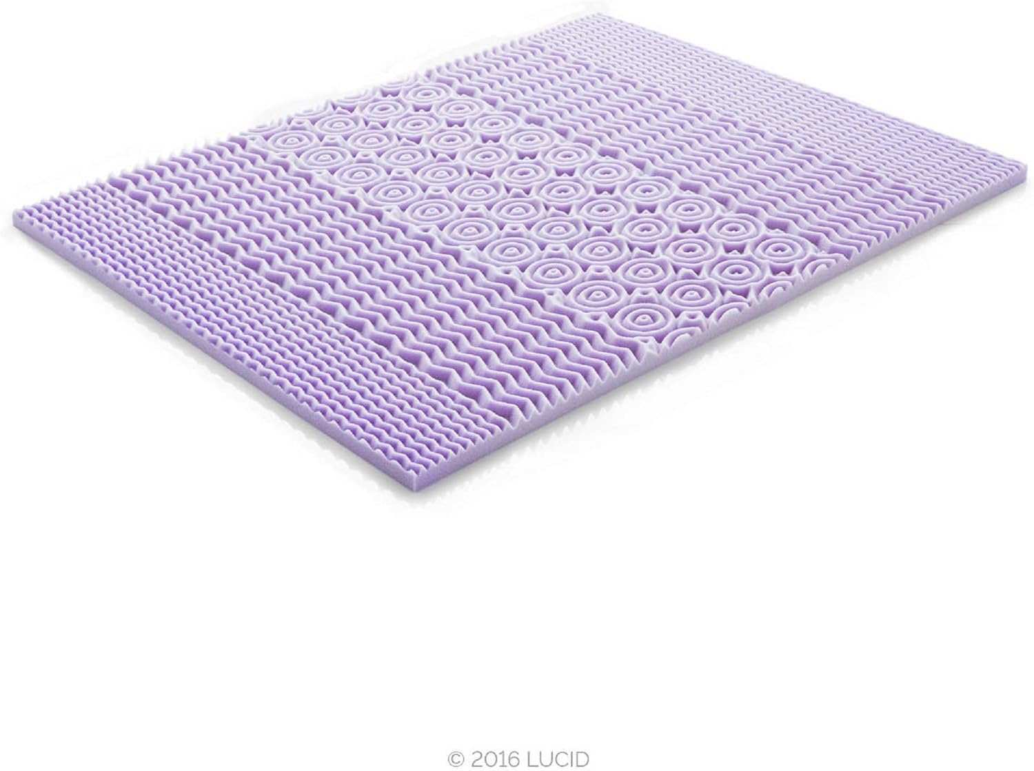 LUCID 2 Inch 5 Zone Lavender Memory Foam Queen Mattress Topper, Lavender7