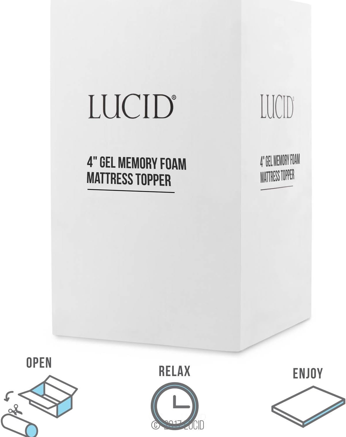 LUCID 4 Inch Gel Memory Foam Mattress Topper, Ventilated Design, Ultra Plush, CertiPUR-US Certified, California King , Blue7