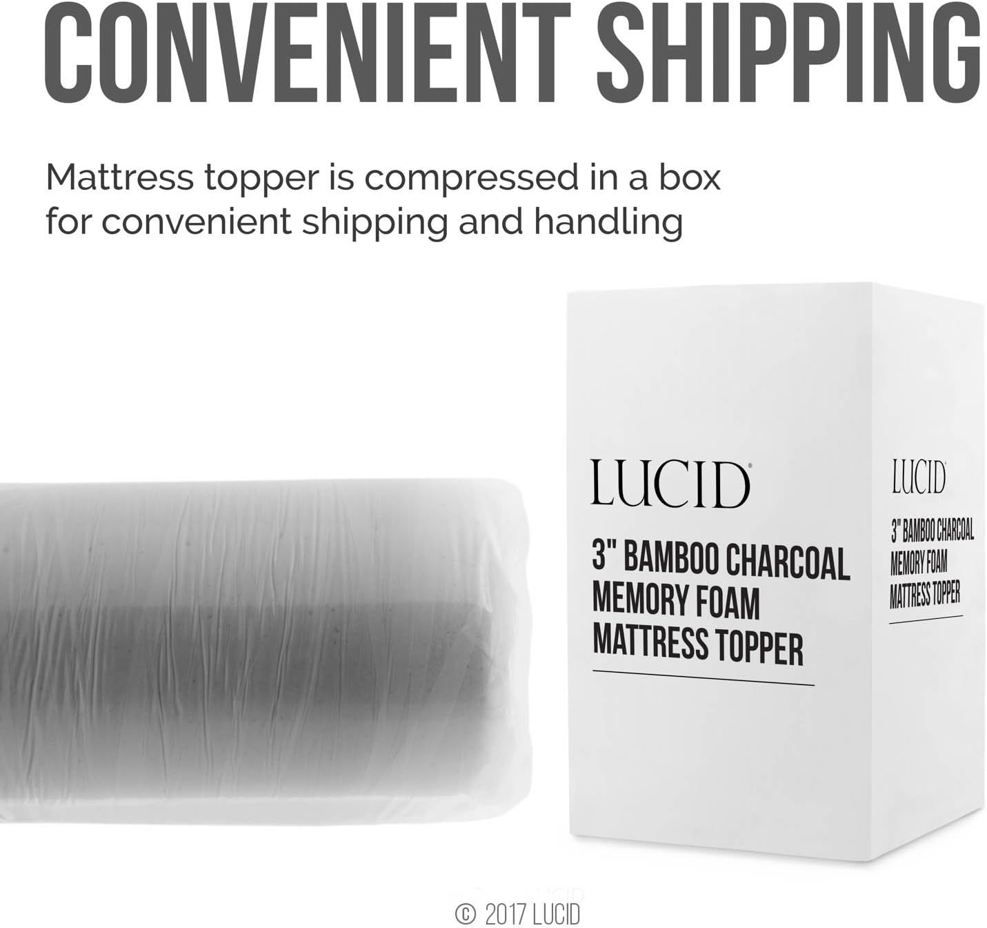 LUCID Bamboo Charcoal Infused Memory, 3 Inch, Hypoallergenic, Cooling Ventilation, CertiPUR-Certified Foam Mattress Topper, Twin XL5
