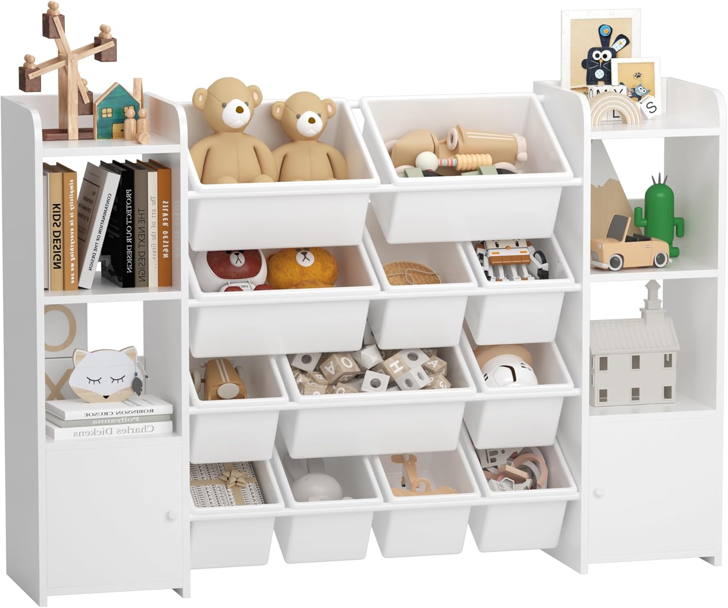 Large Toy Storage Organizer with 12 Toy Storage Bins, Toy Organizers and Storage with 6 Storage Cubbies, Kids Bookshelf, for Toddler Playroom Organization and Storage Bins (White) Large Toy Storage Organizer with 12 Toy Storage Bins, Toy Organizers and Storage with 6 Storage Cubbies, Kids Bookshelf, for Toddler Playroom Organization and Storage Bins (White)
