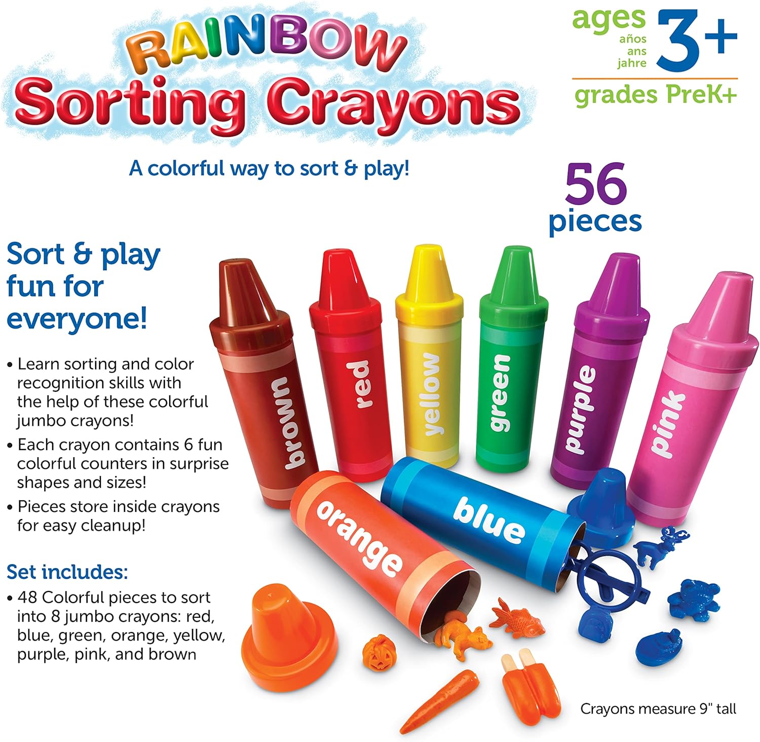 Learning Resources Rainbow Sorting Crayons - 56 Pieces, Ages 3+ Kids Crayons, Early Color Recognition & Sorting, Toddler Sort and Stacking Toys8