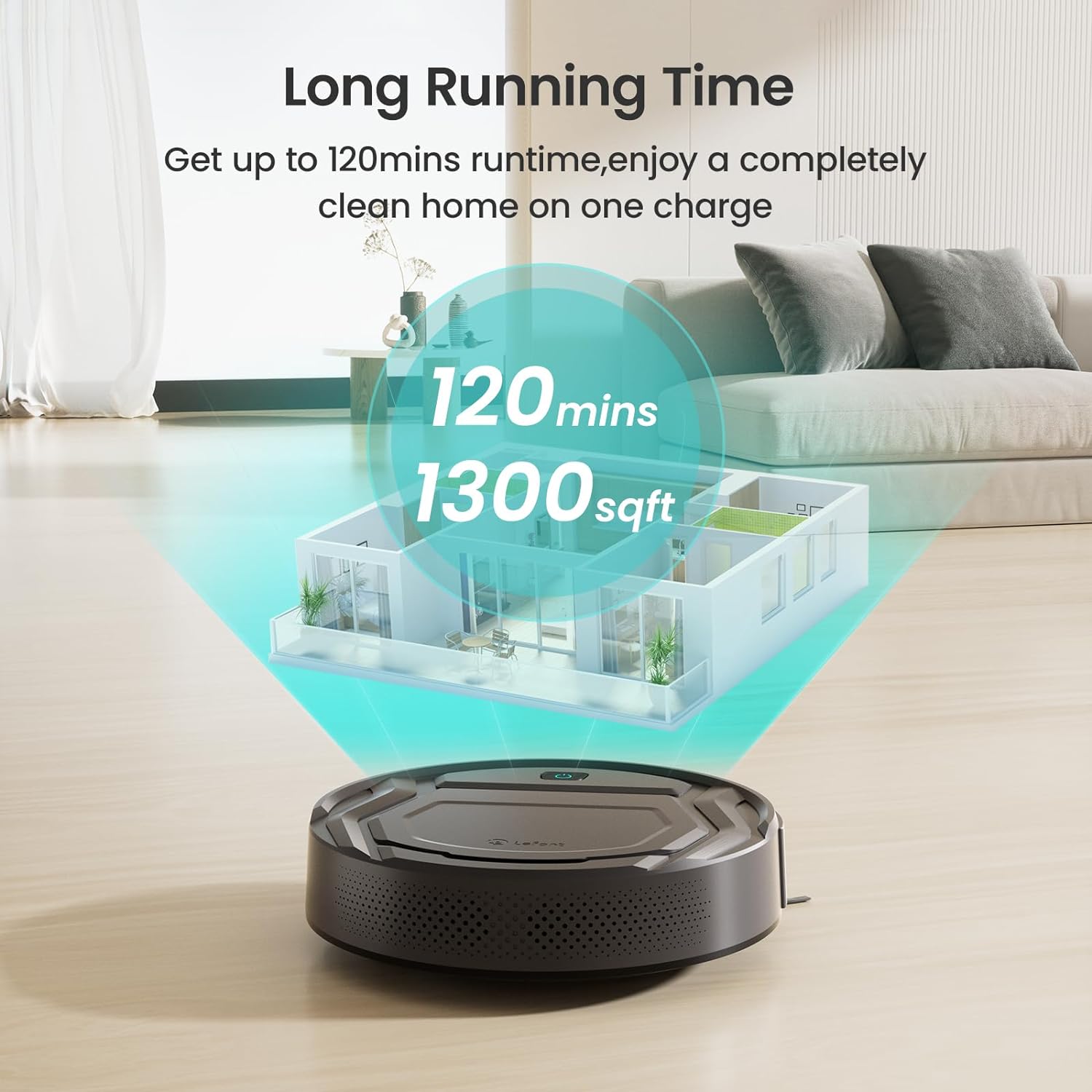 Lefant M210Pro Robot Vacuum Cleaner,Strong Suction,120 Mins Run Time,Wi-Fi Connected,Scheduled Cleaning,Compatible with Alexa,Slim Self-Charging Robotic Vacuum Cleaner for Home,Pet Hair,Hard Floors6