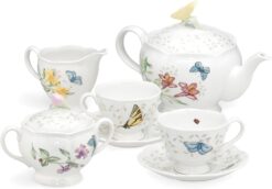 Lenox Butterfly Meadow 8-Piece Tea Set, Service for 2, White