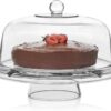 Libbey Selene 6 in 1 Cake Stand, Punch Bowl, Unique Space Saving Glass Cake Stand with Dome, Multi Purpose Cake Stand with Cover To Serve Snacks and More