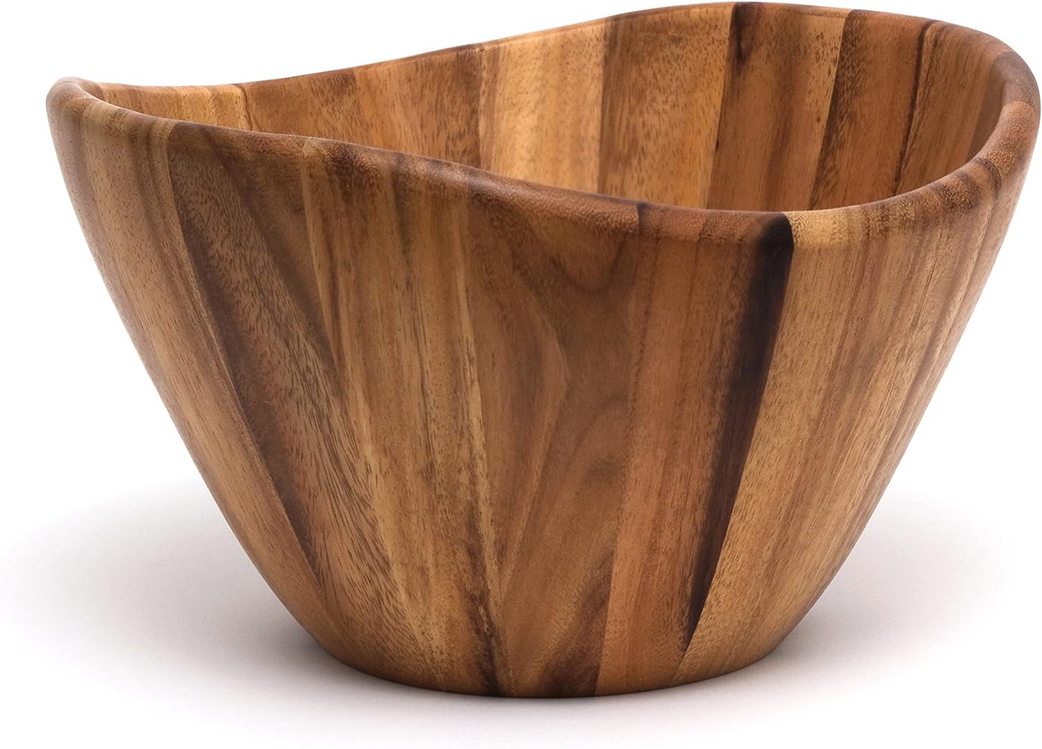 Lipper International Acacia Large Wave Bowl with Servers, 162.31 fl.oz.,Brown3