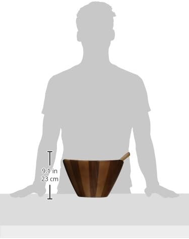 Lipper International Acacia Large Wave Bowl with Servers, 162.31 fl.oz.,Brown7