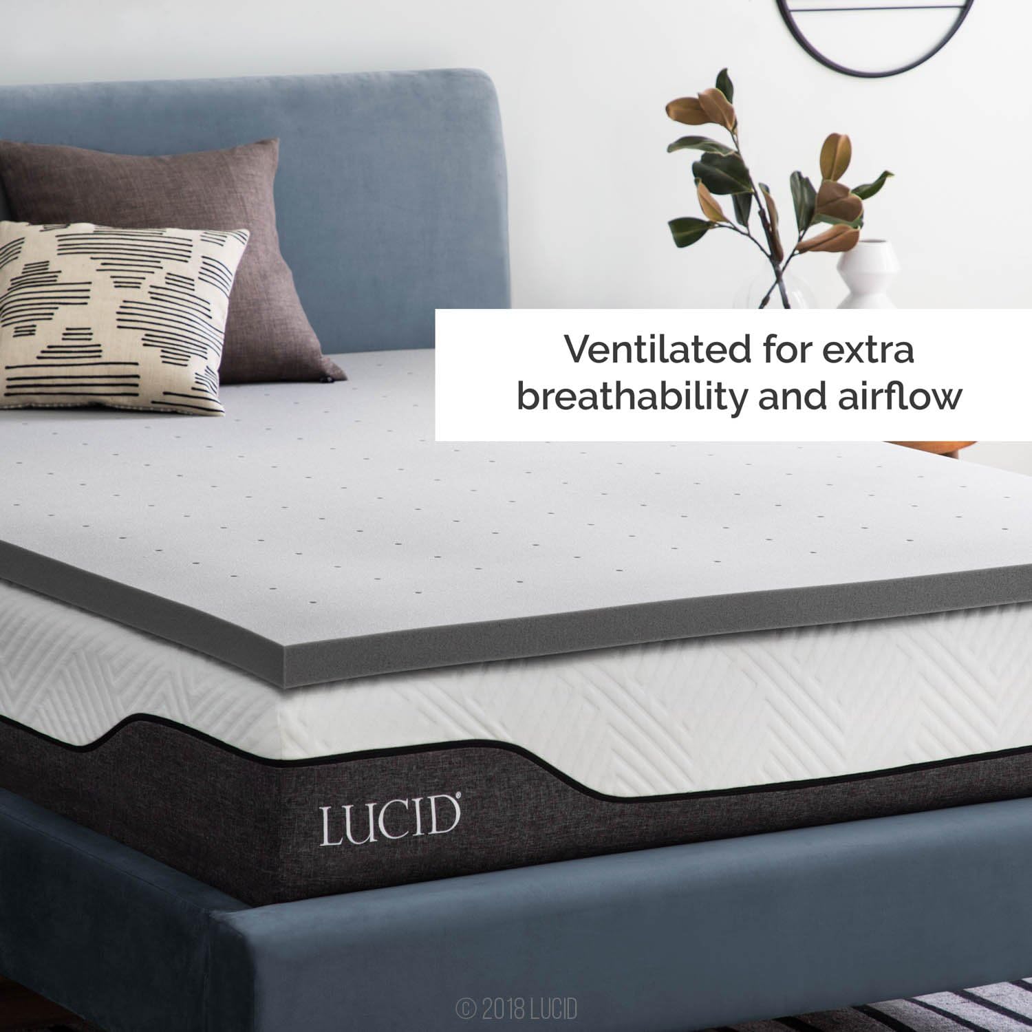 Lucid 2 Inch Mattress Topper California King – Memory Foam – Bamboo Charcoal Infusion – Cooling Ventilation – Hypoallergenic – CertiPur Certified Foam1
