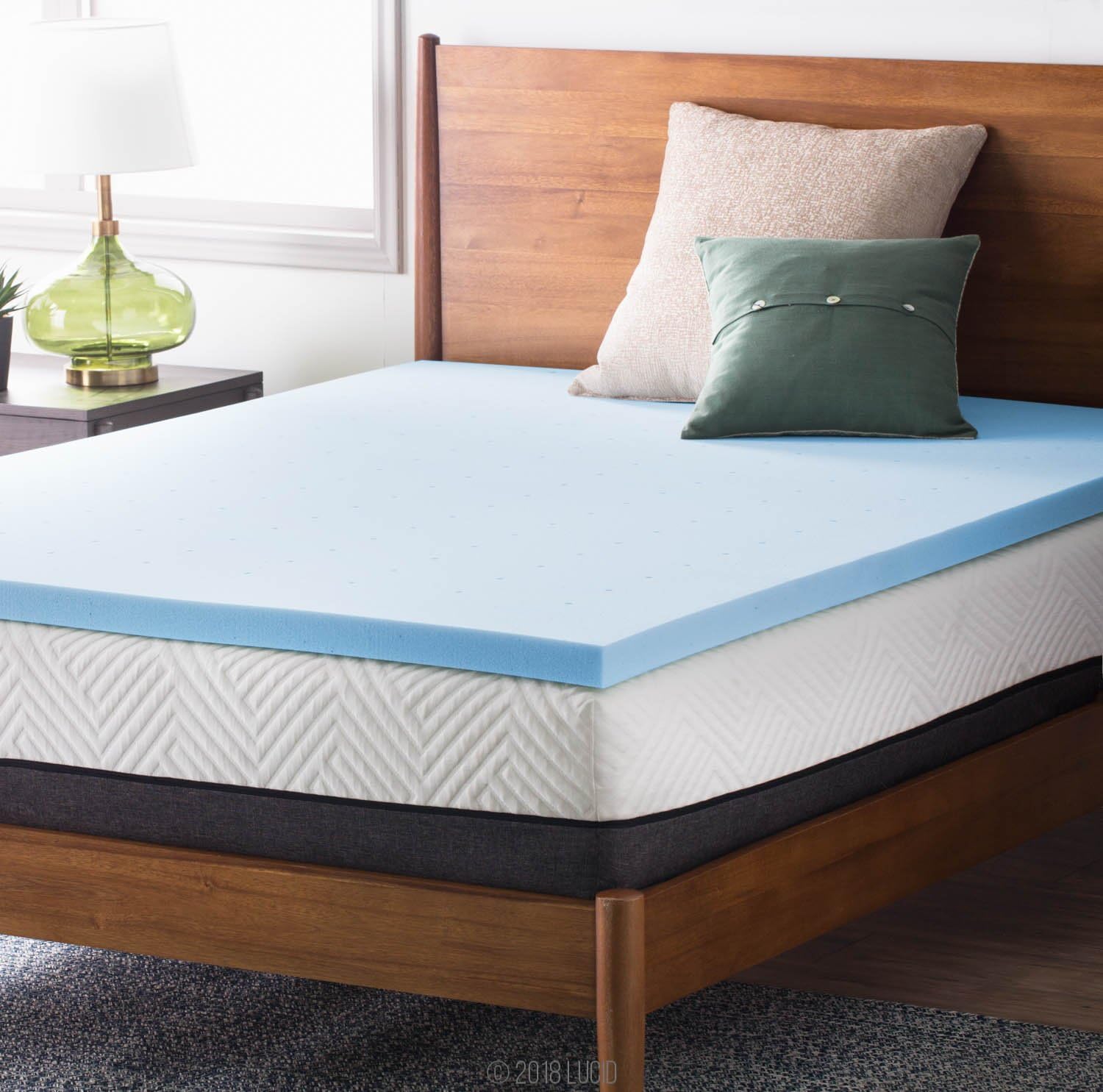 Lucid 2 Inch Mattress Topper King - Gel Infused Memory Foam – Memory Foam Mattress Topper King – Ventilated Design – CertiPur Certified5
