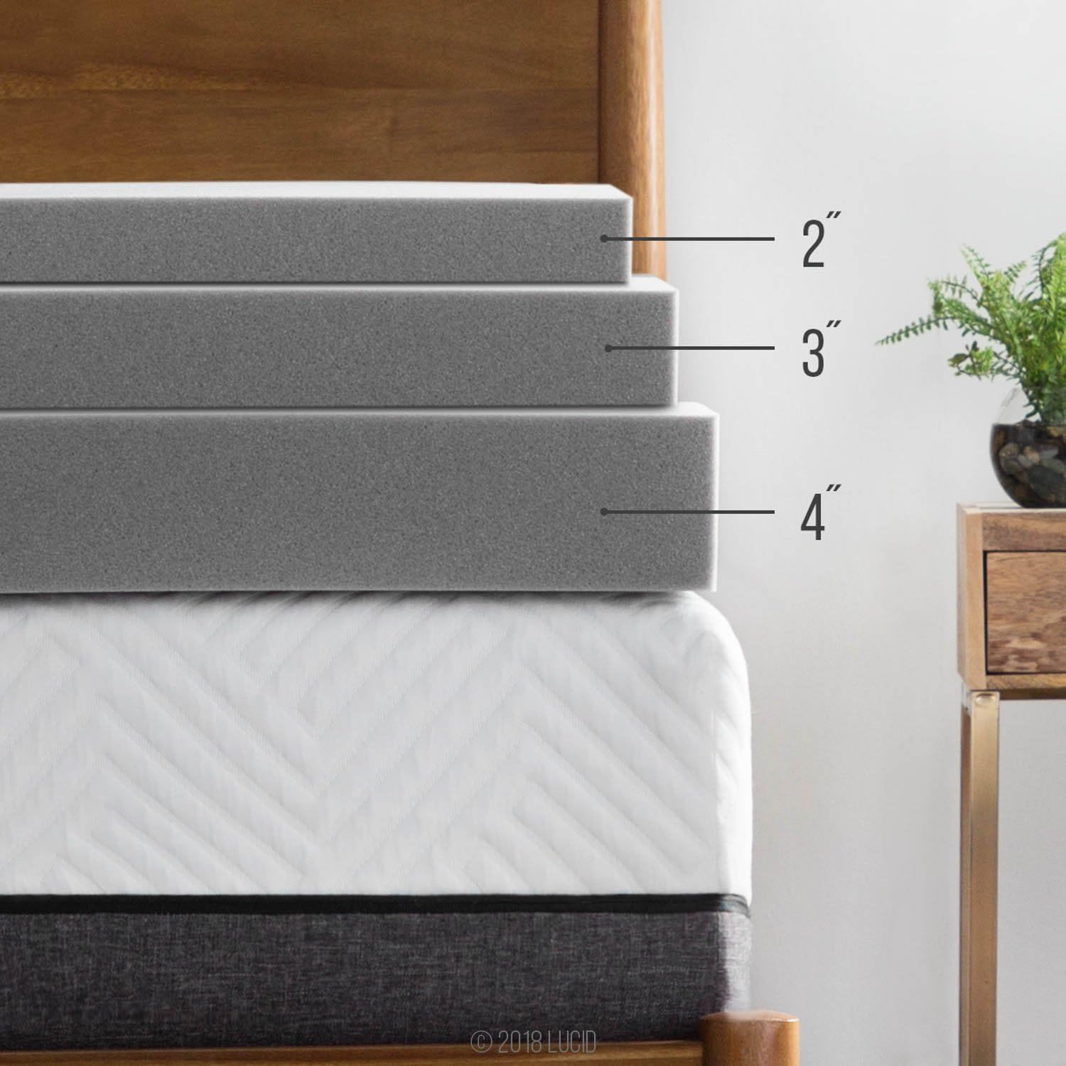 Lucid 2 Inch Mattress Topper King – Memory Foam – Bamboo Charcoal Infusion – Cooling Ventilation – Hypoallergenic – CertiPur Certified Foam2