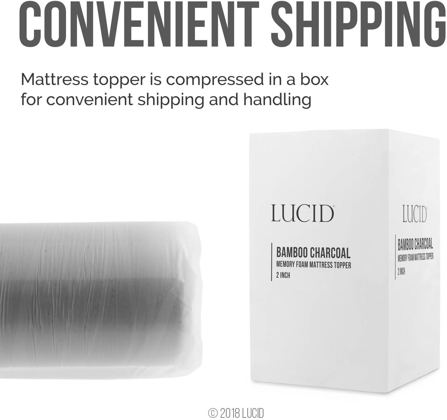 Lucid 2 Inch Mattress Topper King – Memory Foam – Bamboo Charcoal Infusion – Cooling Ventilation – Hypoallergenic – CertiPur Certified Foam7