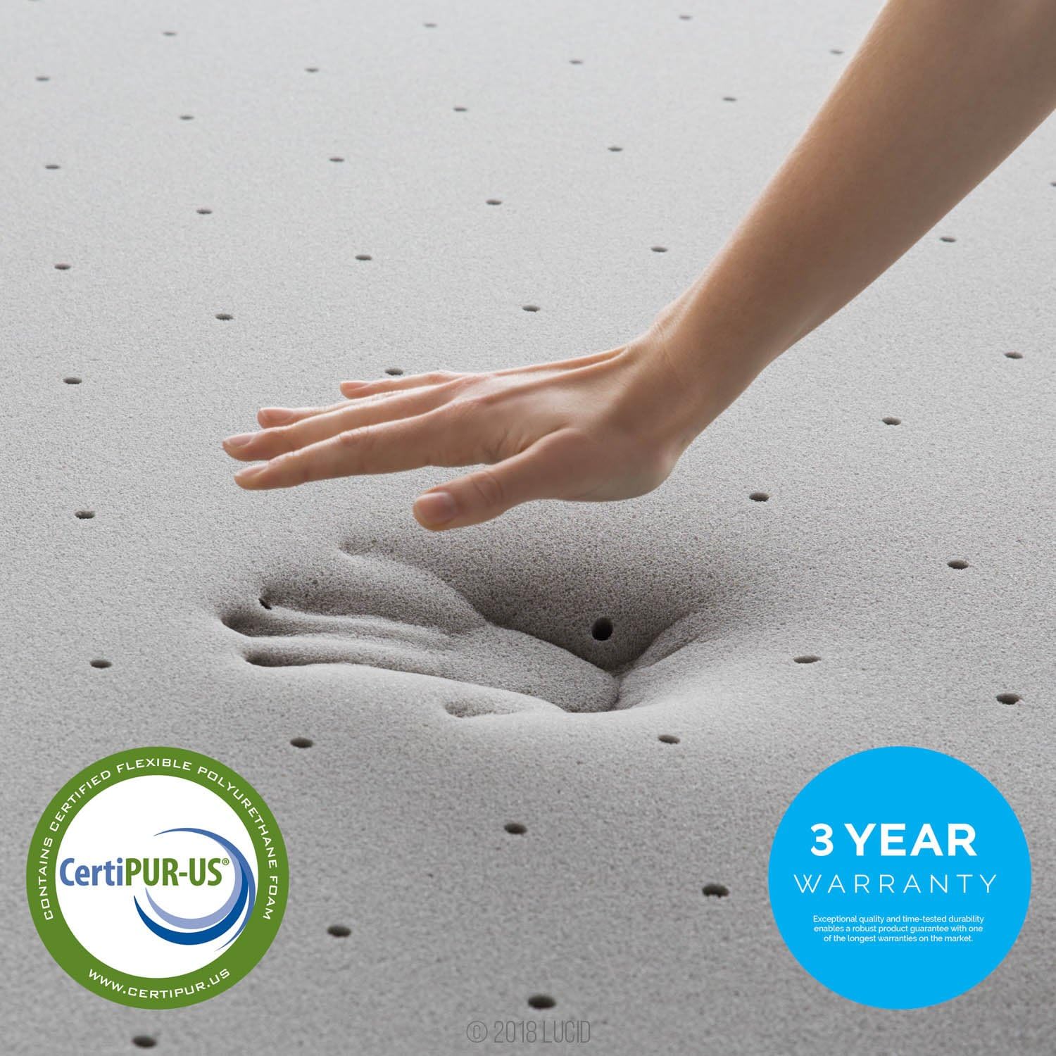 Lucid 2 Inch Mattress Topper King – Memory Foam – Bamboo Charcoal Infusion – Cooling Ventilation – Hypoallergenic – CertiPur Certified Foam8