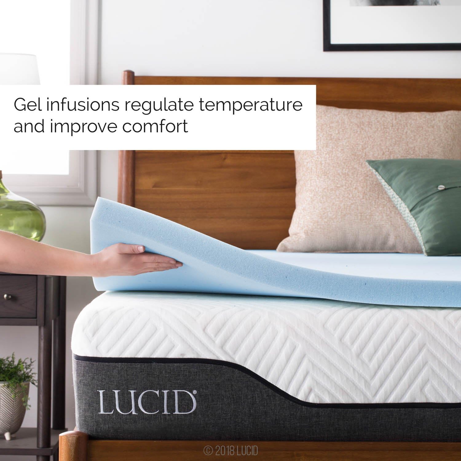 Lucid 2 Inch Mattress Topper Twin - Gel Infused Memory Foam – Memory Foam Mattress Topper Twin – Ventilated Design – CertiPur Certified1