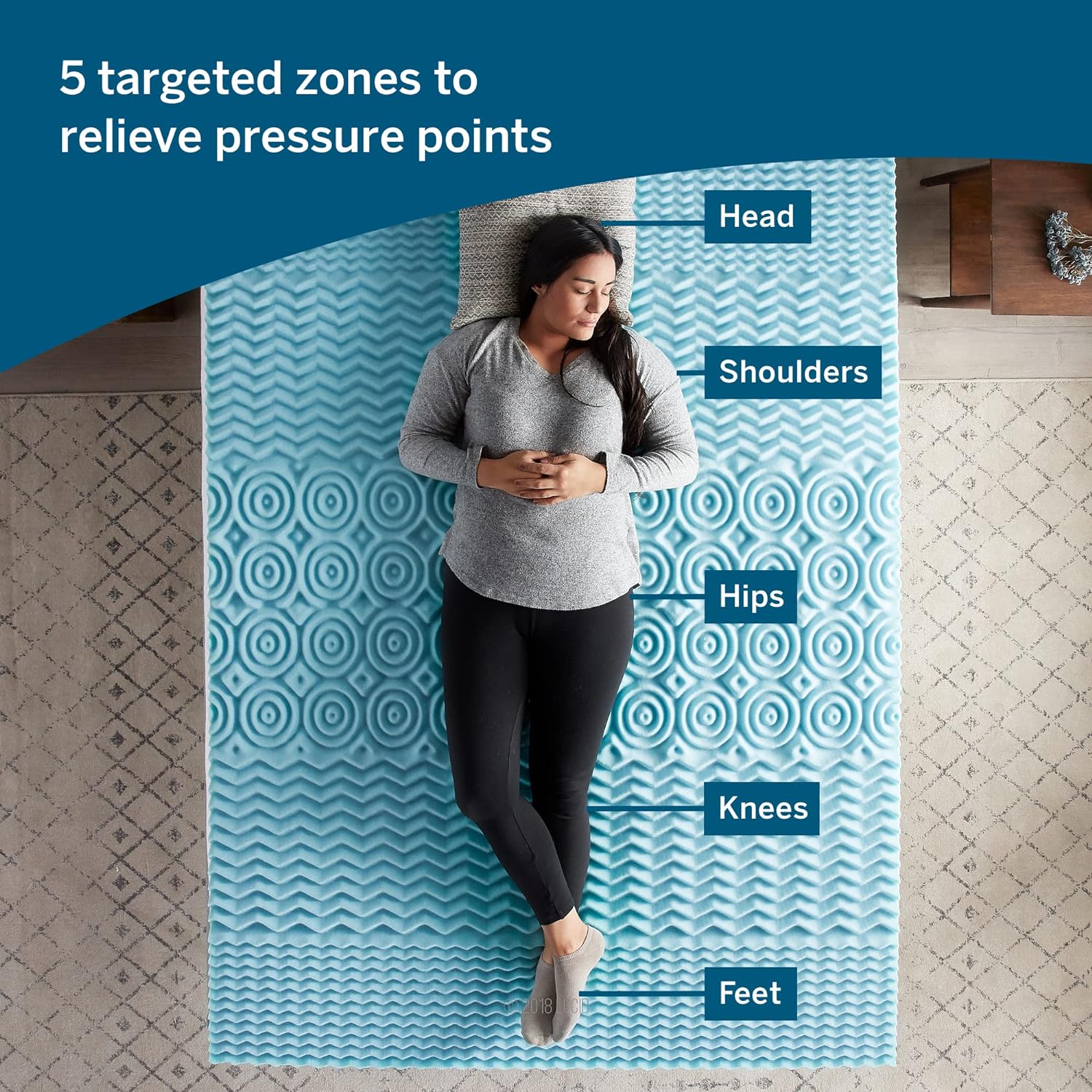 Lucid 2 Inch Mattress Topper Twin - Memory Foam Mattress Topper Twin - 5 Zone Gel Infusion - CertiPur Certified Foam4